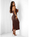 Dopasowana sukienka maxi DELLARA - czekoladowa