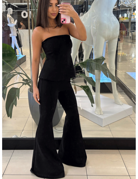 Dopasowane spodnie dzwony DOVE - czarne