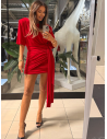 Wiskoza sukienka mini z wiązaniem HANNAH - czerwona