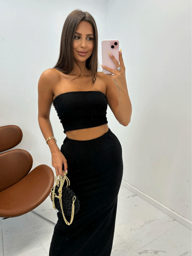 Dopasowany top z wiskozy WYNTER - czarny