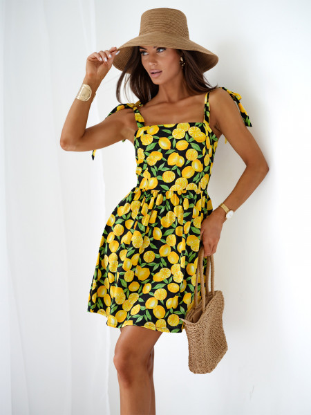 Bawełniana sukienka na ramiączkach w print REIKO - wzór 1