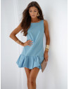 Stylowy kombinezon z falbaną MABEL - błękitny