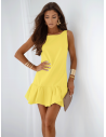 Stylowy kombinezon z falbaną MABEL - cytrynowy