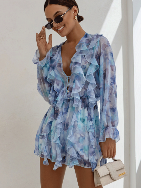 Krótki kombinezon z szyfonu z falbanami ARIELLA - wzór 3 2