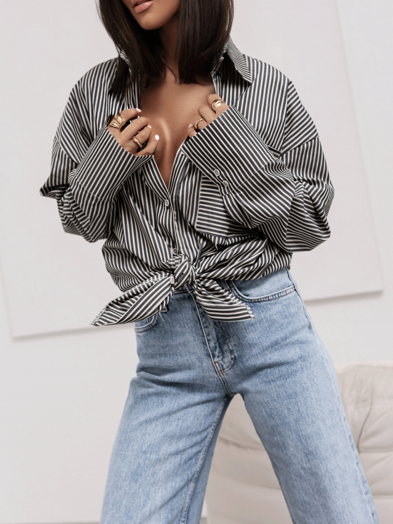 Bawełniana koszula w paski ARELY -...