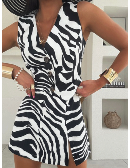 Stylowa krótka kamizelka SUSAN - zebra