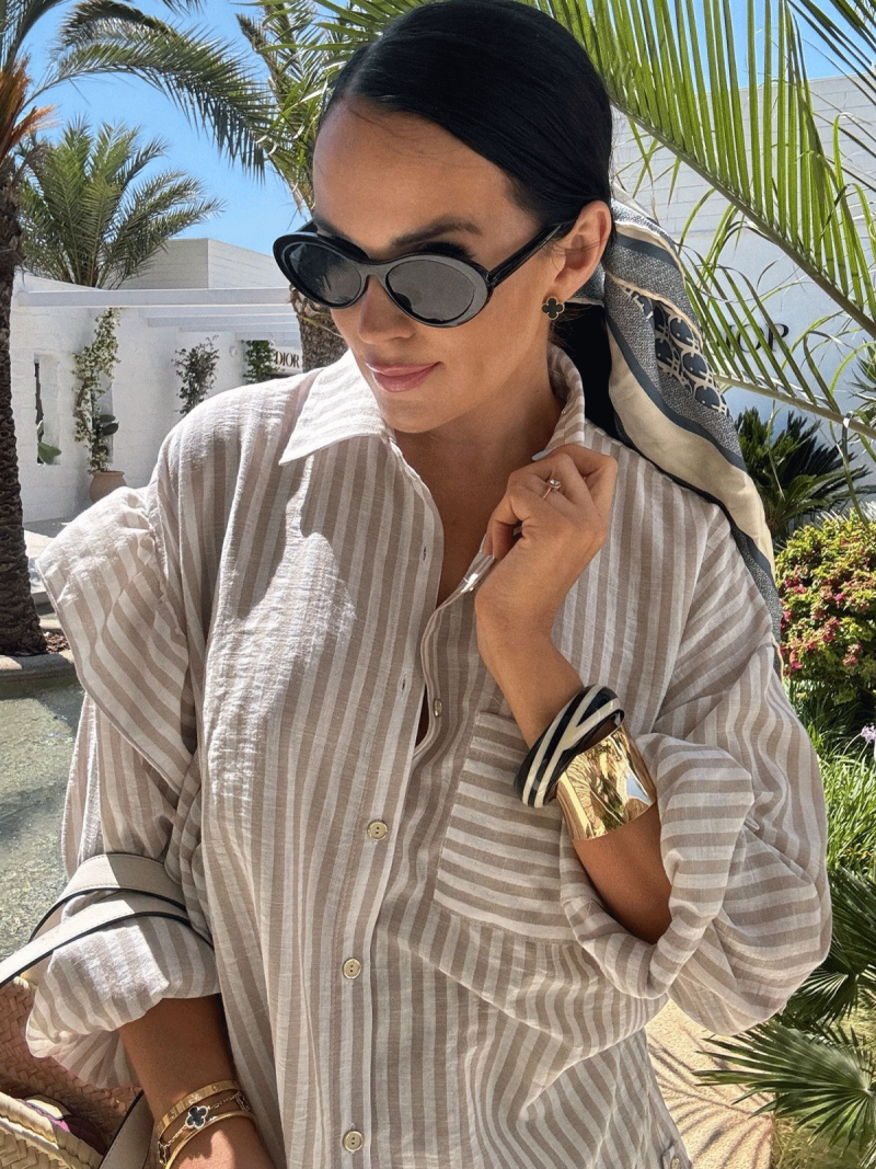 Lniany komplet koszula i spodenki w...