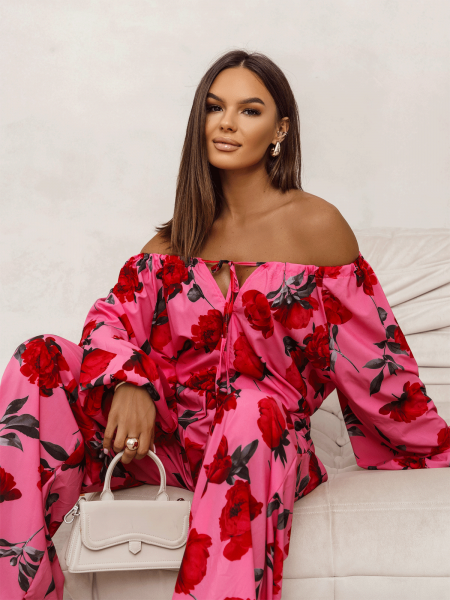 Komplet bluzka hiszpanka i szerokie spodnie DEZZY - wzór 2