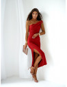 Prążkowana sukienka na jedno ramię JUVENA - czerwona