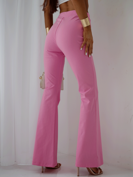 Dopasowane spodnie dzwony FERN - pudrowy róż 2