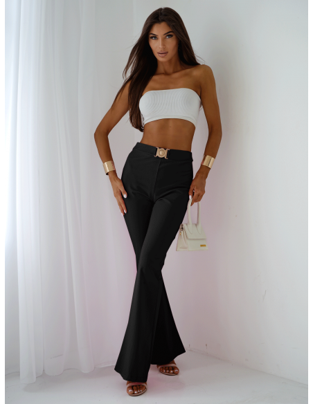 Dopasowane spodnie dzwony FERN - czarne