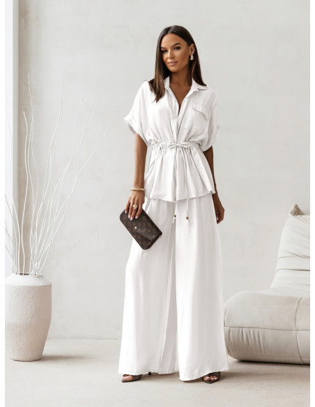 Wiskozowy komplet z szerokimi spodniami VELENA - biały