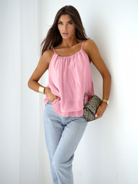 Bluzka z lyocellu na ramiączkach ROSILLA - pudrowy róż 2