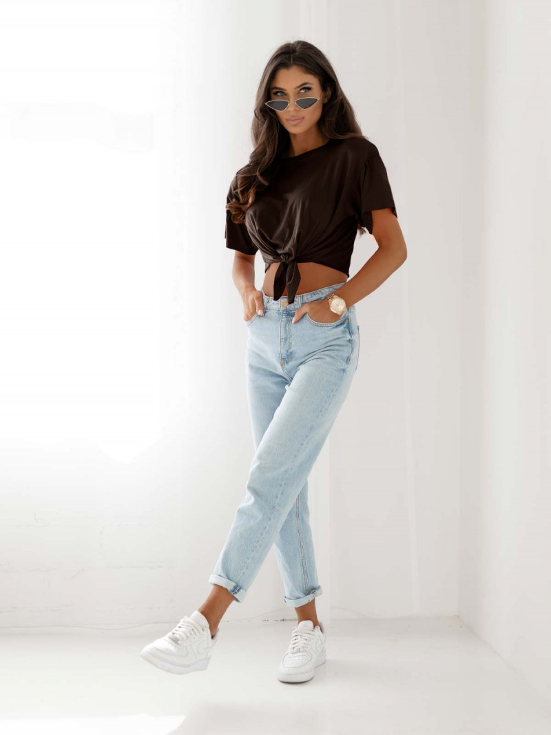 Wiązany top z wiskozy TOLA - czekoladowy