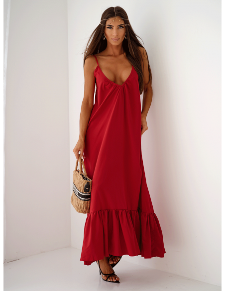 Maxi sukienka na ramiączkach FANNY - czerwona