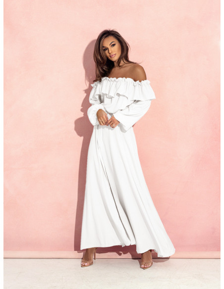 Rozkloszowana sukienka hiszpanka AROSA - biała