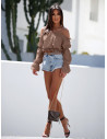 Seksowna bluzka hiszpanka DOLORES - mocha mousse