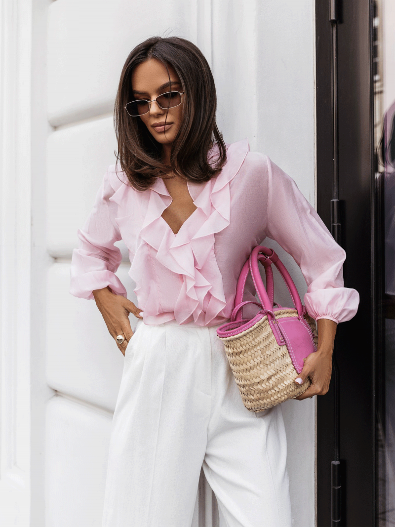 Bluzka koszulowa z tencelu z...