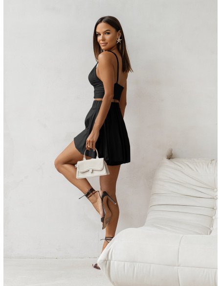 Wiskozowy komplet top i spódnico-spodenki NEVA - czarny