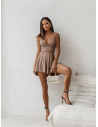 Wiskozowy komplet top i spódnico-spodenki NEVA - mocha mousse