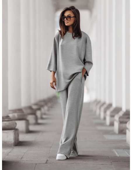 Stylowy komplet dresowy z tencelu MEGARA - szary melanż