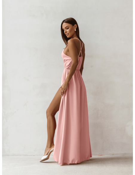 Sukienka maxi na ramiączkach SENTILA - pudrowy róż