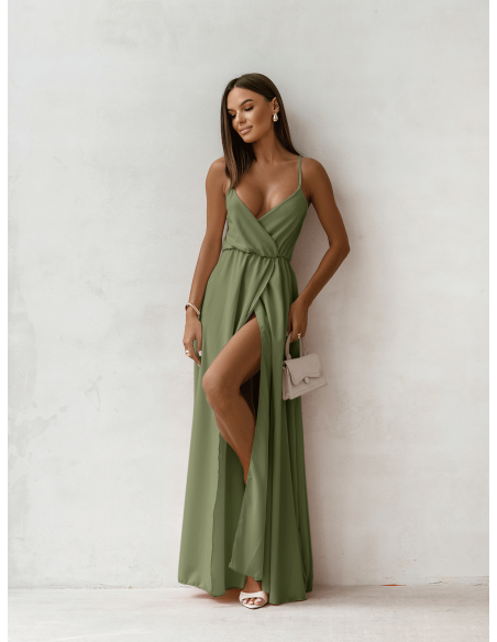 Sukienka maxi na ramiączkach SENTILA - szałwiowa