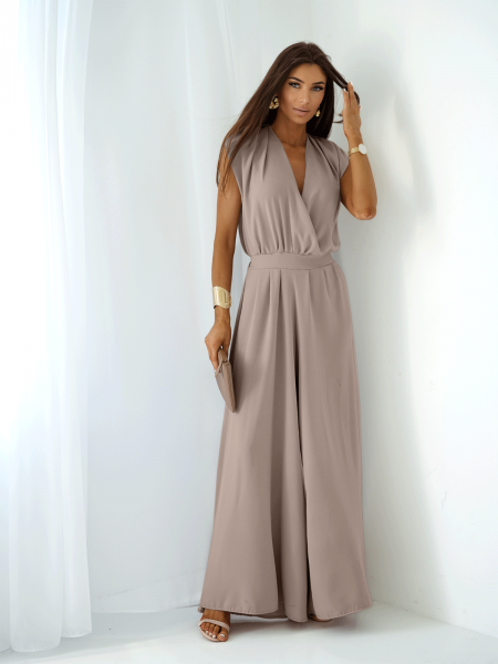 Kombinezon z szerokimi nogawkami KASTI - mocha mousse 2