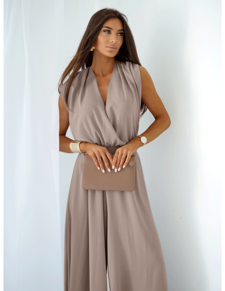 Kombinezon z szerokimi nogawkami KASTI - mocha mousse