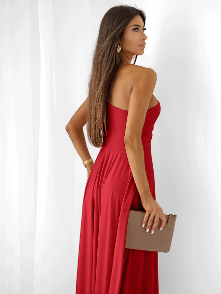 Sukienka midi na jedno ramię AMIREA - czerwona