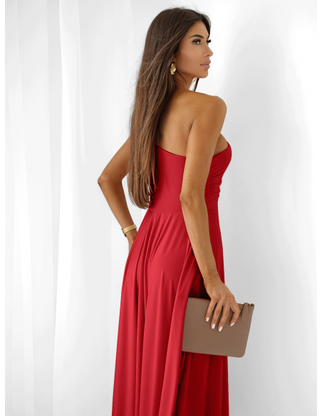 Sukienka midi na jedno ramię AMIREA - czerwona