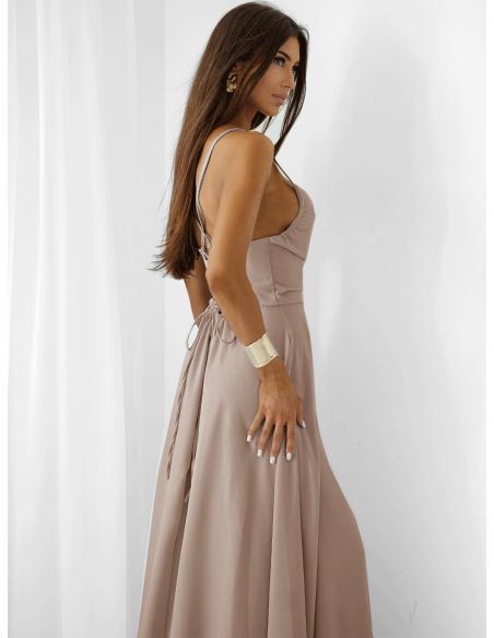 Sukienka maxi na ramiączkach LYANNE - mocha mousse