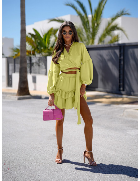 Komplet bluzka i spódnico-spodenki RAVINA - bananowy