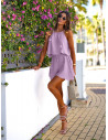 Muślinowy komplet top i spódnico-spodenki SANDY - liliowy