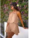 Muślinowy komplet top i spódnico-spodenki SANDY - beżowy