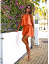 Muślinowy komplet top i spódnico-spodenki SANDY - orange