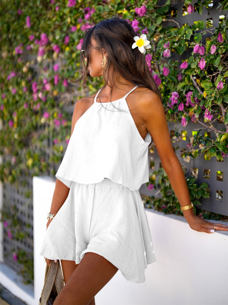 Muślinowy komplet top i spódnico-spodenki SANDY - biały 2