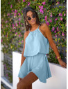 Muślinowy komplet top i spódnico-spodenki SANDY - błękitny