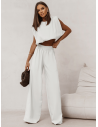 Lniany komplet bluzka i spodnie ENOLA - biały
