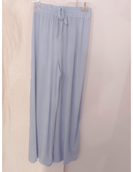 WP Wiskozowe spodnie z szerokimi nogawkami - błękitne
