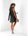 Trapezowa sukienka mini ze stójką ARLENA - czarna