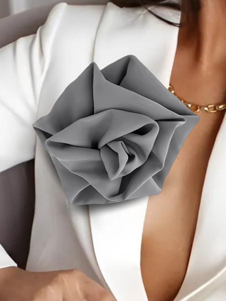 Broszka przypinana róża materiałowa - szara 2