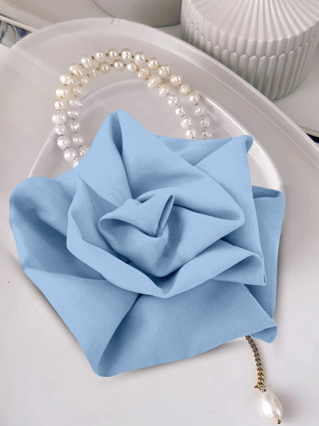 Broszka przypinana róża materiałowa - błękitna 2