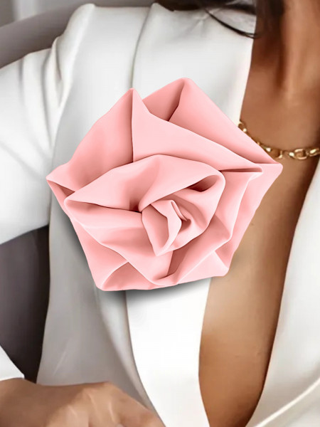 Broszka przypinana róża materiałowa - pudrowy róż