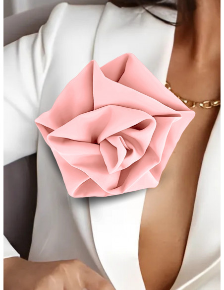 Broszka przypinana róża materiałowa - pudrowy róż