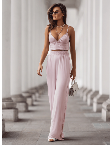 WP szerokie spodnie z wiskozy - brudny róż