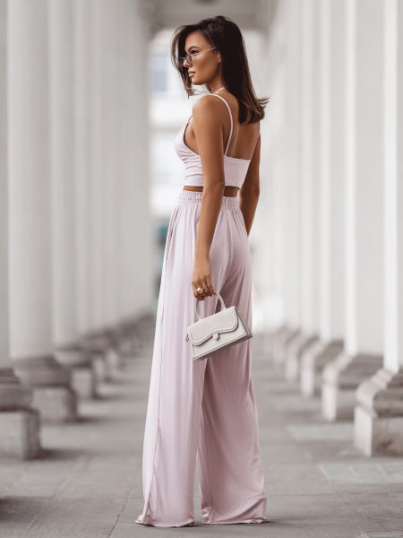 WP szerokie spodnie z wiskozy - brudny róż 2