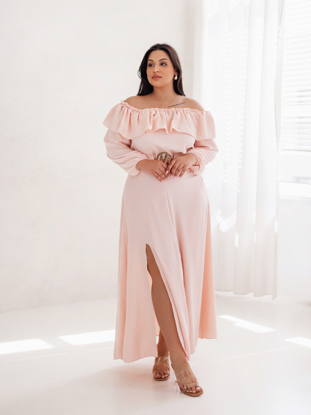 WP sukienka hiszpanka plus size - pudrowy róż