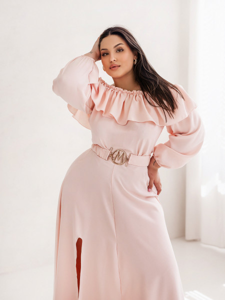 WP sukienka hiszpanka plus size - pudrowy róż 2