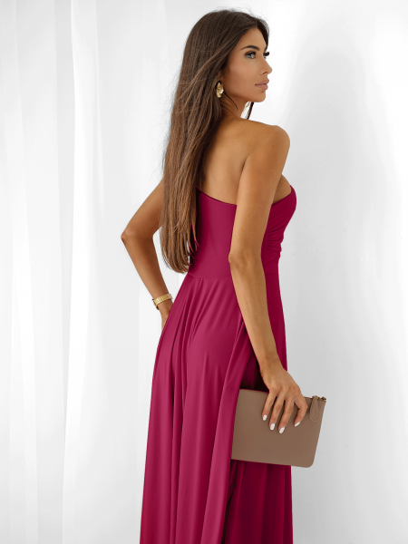 Sukienka midi na jedno ramię AMIREA - fuksjowa 2